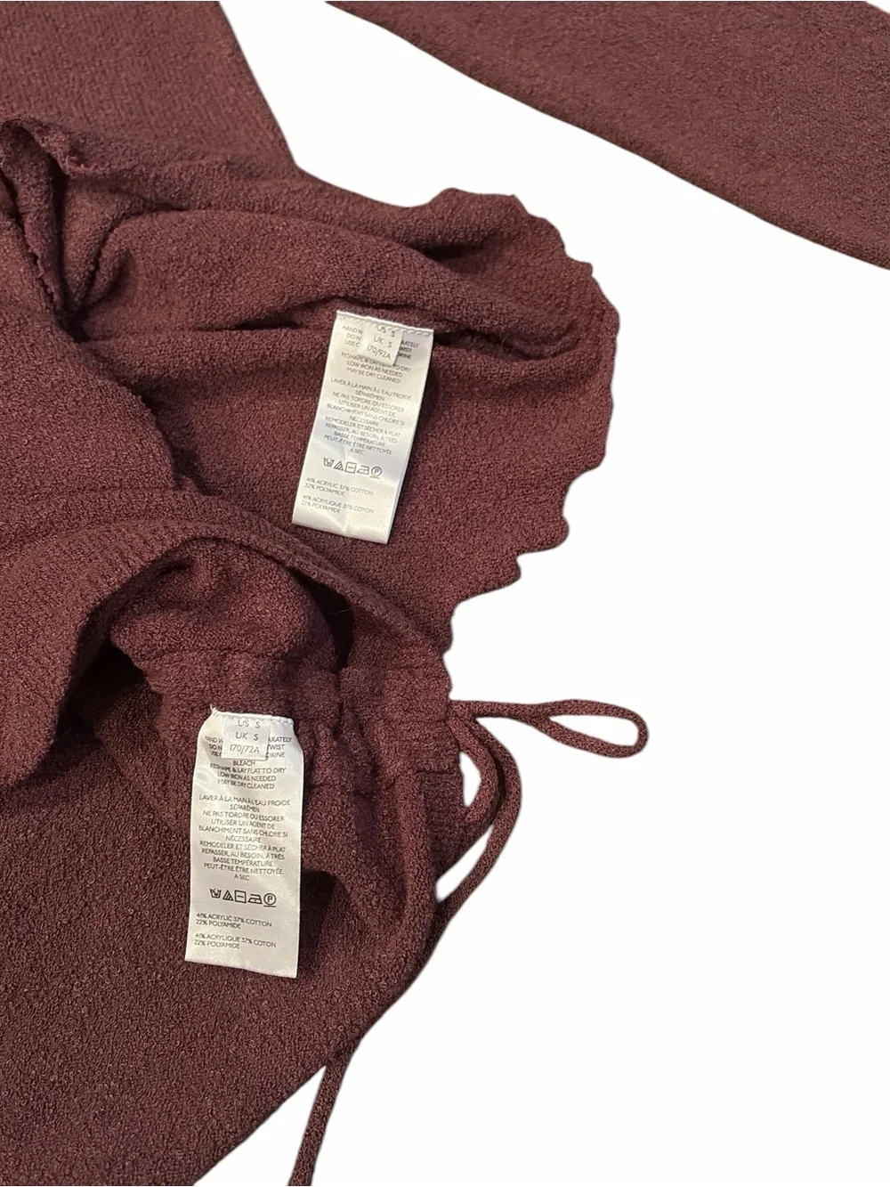 Free People Beach Cabo Sweater Skirt Set S Chocolate Brown Merlot Ruched Boho